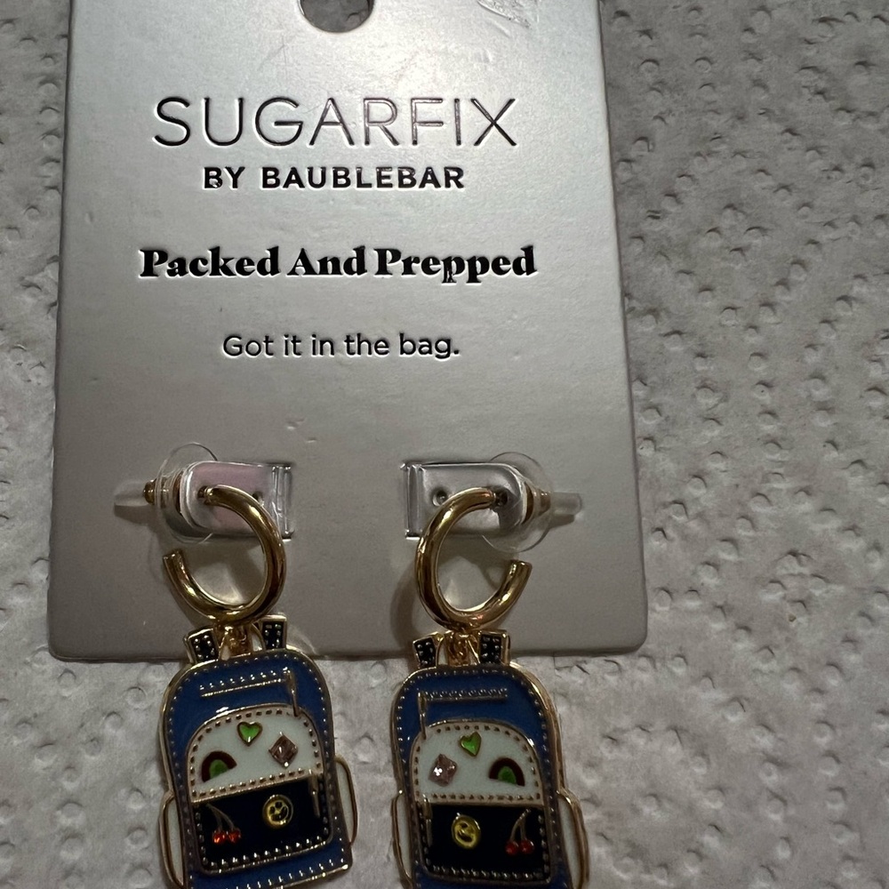 Sugarfix by BaubleBar Backpack Earrings - Blue and Gold